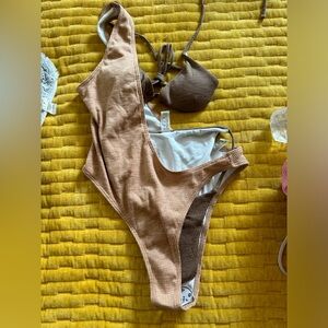 Brown 3 piece swimsuit